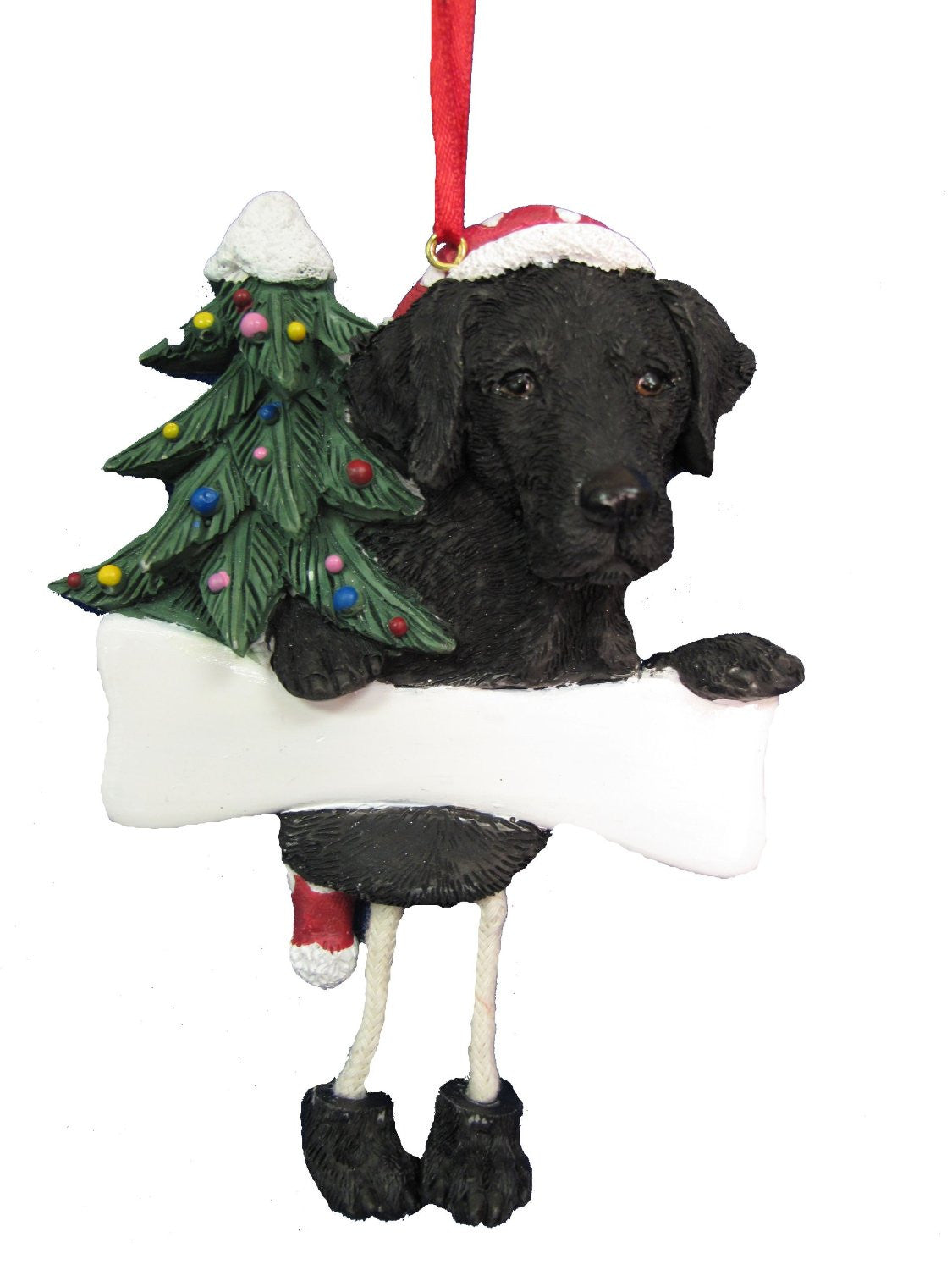 Dangling Leg Labrador Black Christmas Ornament
