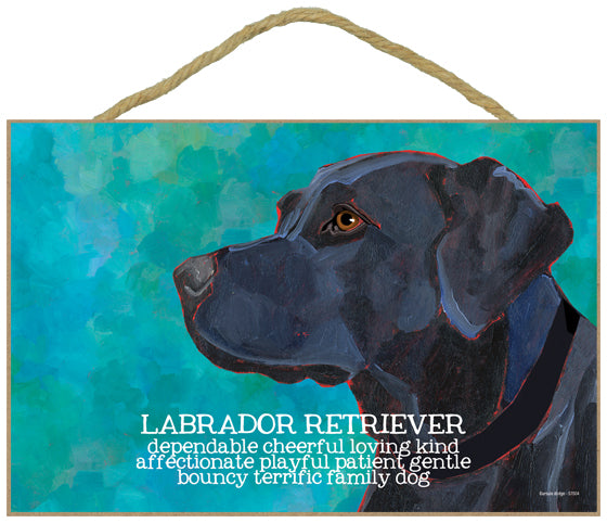 Labrador Black Ursula Dodge Wood Dog Sign