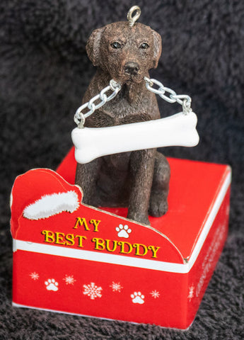 Labrador Chocolate Statue Best Buddy Christmas Ornament