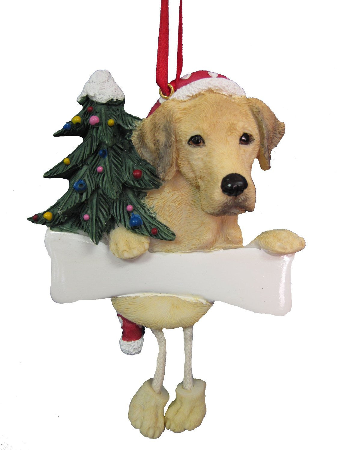 Dangling Leg Yellow Labrador Christmas Ornament