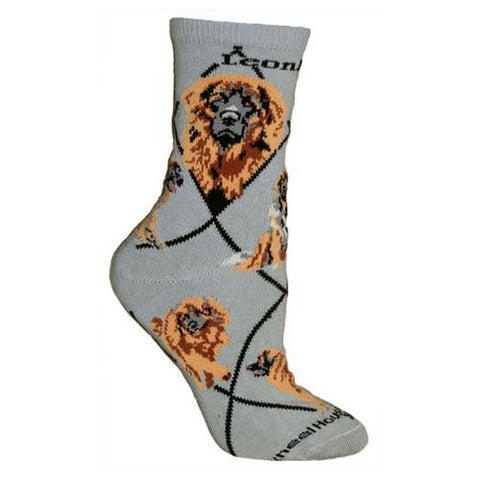 Leonberger Dog Breed Novelty Socks Gray