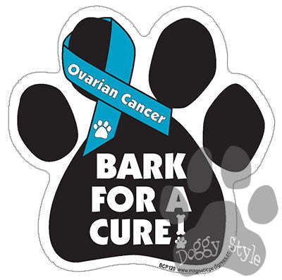 Bark For A Cure Ovarian Cancer Dog Paw Magnet