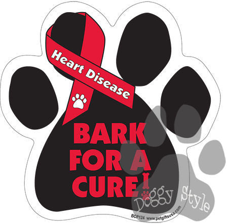 Bark For A Cure Heart Disease Dog Paw Magnet