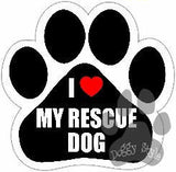 I Heart Love My Rescue Dog Paw Magnet