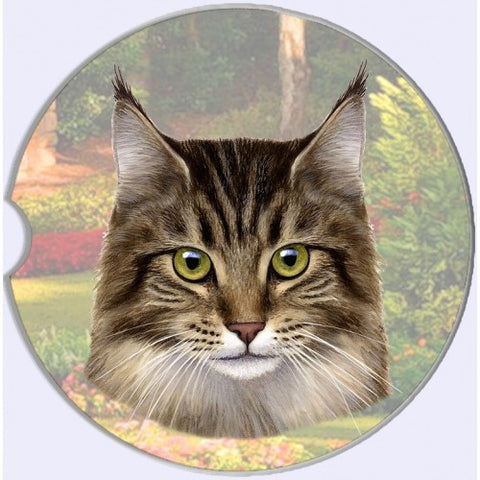 Maine Coon Cat Sandstone Absorbent Dog Breed Car Coaster