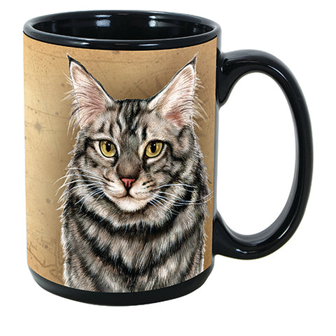 Faithful Friends Maine Coon Silver Tabby Cat Dog Breed Coffee Mug