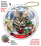 Maine Coon Silver Tabby Cat Howliday Dog Christmas Ornament