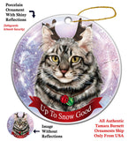 Maine Coon Silver Tabby Cat Howliday Dog Christmas Ornament