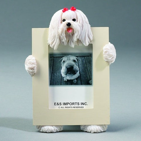Maltese Dog Picture Frame Holder