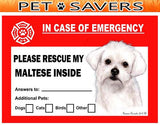 Maltese Emergency Window Cling