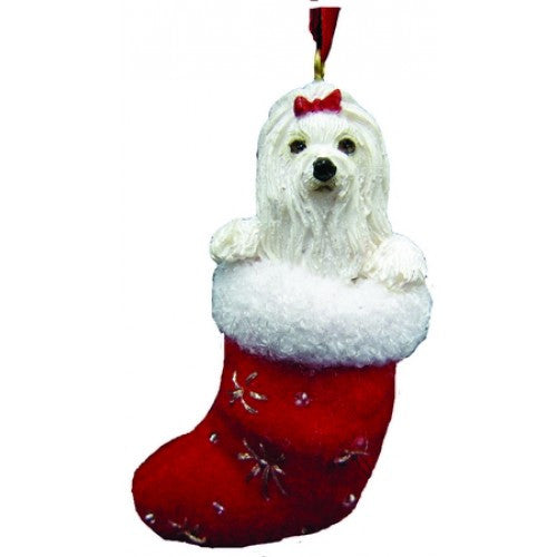 Santa's Little Pals Maltese Dog Christmas Ornament