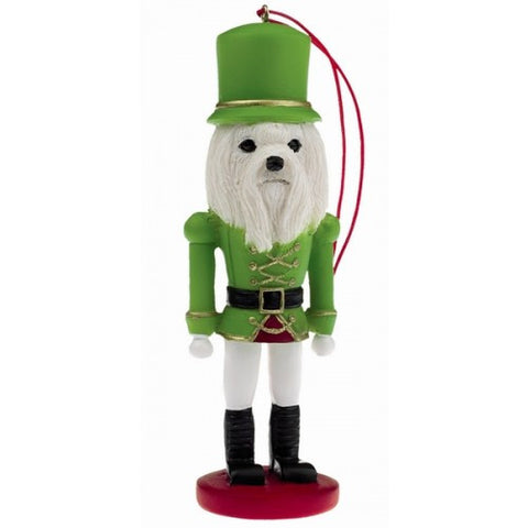 Maltese Dog Toy Soldier Nutcracker Christmas Ornament