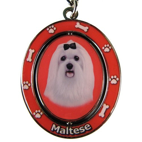 Maltese Dog Spinning Keychain