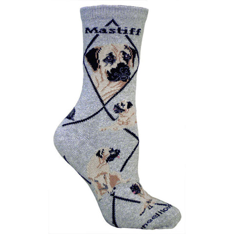 Mastiff Dog Breed Novelty Socks Gray