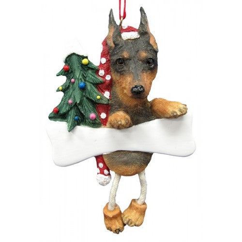 Dangling Leg Miniature Pinscher Dog Christmas Ornament