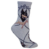 Miniature Pinscher Min Pin Dog Breed Novelty Socks Gray