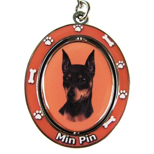 Miniature Pinscher Min Pin Dog Spinning Keychain