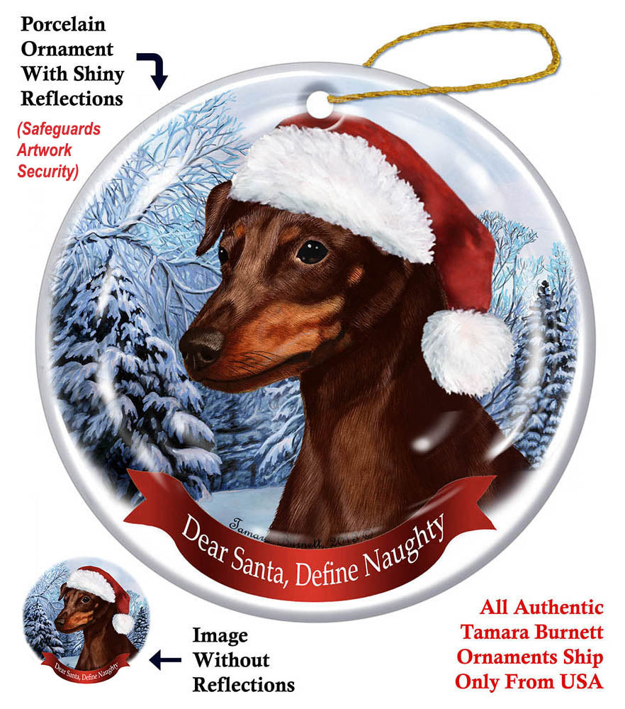Miniature Pinscher Min Pin Red Howliday Dog Christmas Ornament