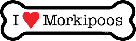 I Love Morkipoo Dog Bone Magnet