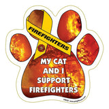 My Cat And I Support Firefighters Dog Paw Magnet