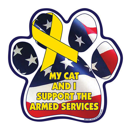 My Cat and I Support the Armed Services Paw Magnet