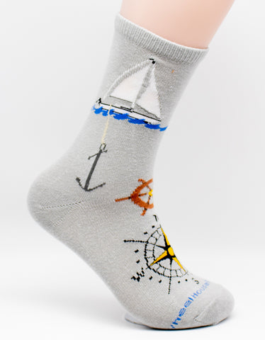 Nautical Sailing Boat Novelty Socks