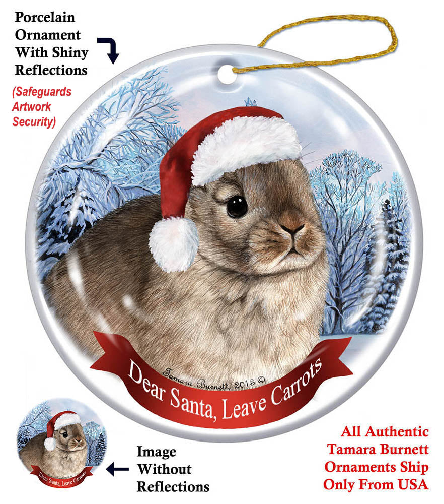 Netherland Dwarf Rabbit Howliday Dog Christmas Ornament