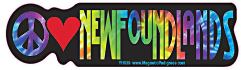 Peace Love Newfoundland Newfie Yippie Hippie Dog Car Sticker