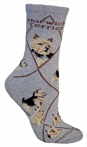Norwich Terrier Dog Breed Novelty Socks Gray