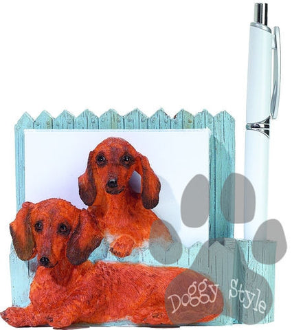 Red Dachshund Dog Magnetic Notepad Holder includes Pad and Pen