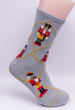 Nutcracker Toy Soldier Christmas Novelty Socks Gray Large