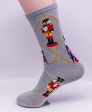 Nutcracker Toy Soldier Christmas Novelty Socks Gray Large
