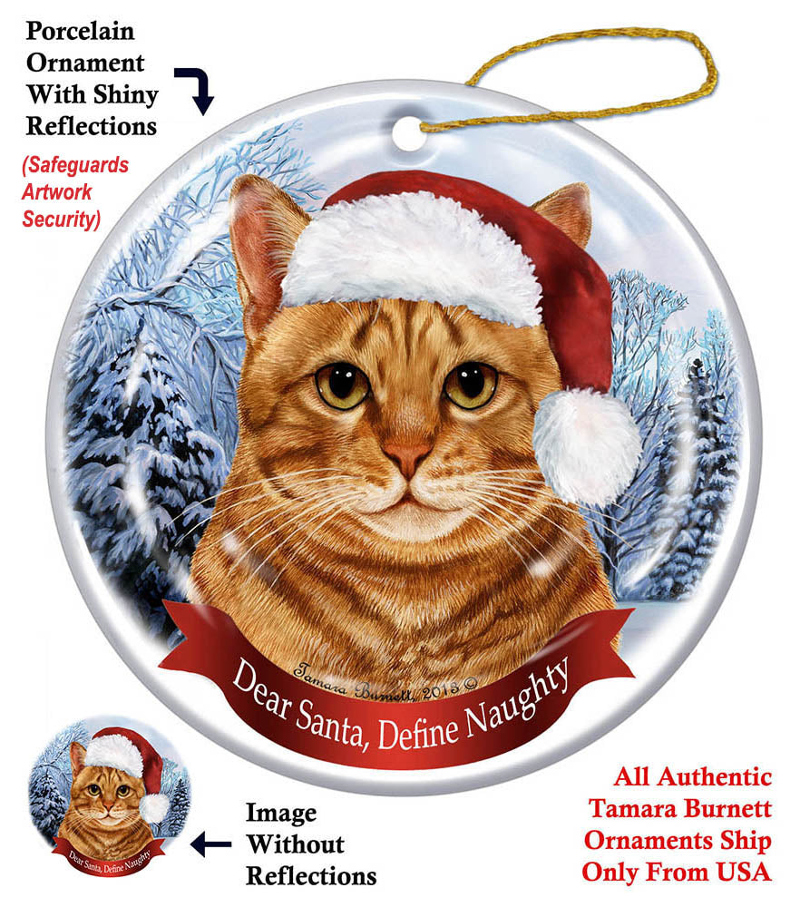 Tabby Orange Cat Howliday Cat Christmas Ornament