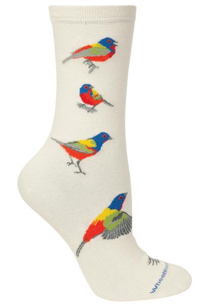 Painted Bunting Bird Dog Breed Novelty Socks Gray