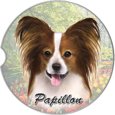 Papillon Sandstone Absorbent Dog Breed Car Coaster