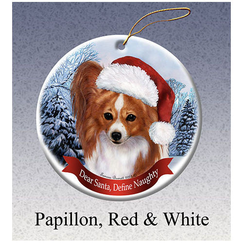 Papillon Red Howliday Dog Christmas Ornament