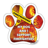My Dog And I Support Fire Fighters Dog Paw Magnet