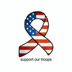 Peace US American Flag Support Our Troops Ribbon Vinyl Car Sticker