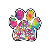 Peace Love and Muddy Paws Tie Dye Dog Paw Magnet