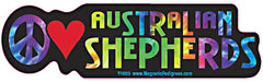 Peace Love Australian Shepherd Yippie Hippie Dog Car Sticker