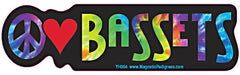 Peace Love Basset Hound Yippie Hippie Dog Car Sticker