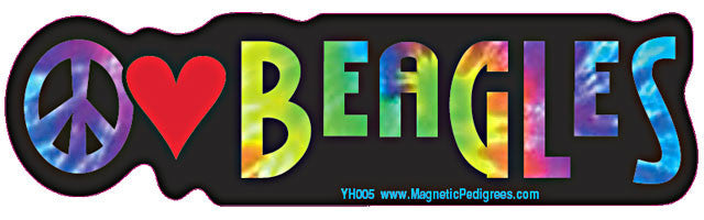 Peace Love Beagle Yippie Hippie Dog Car Sticker