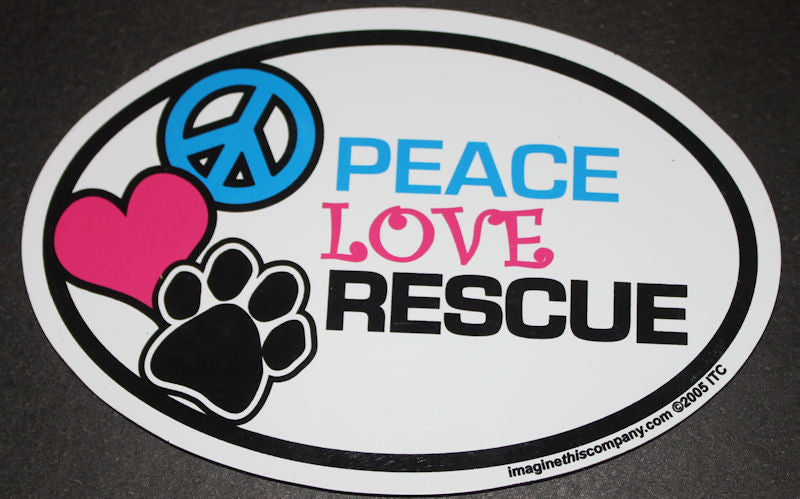 Peace Love Rescue Vinyl Euro Magnet