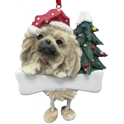 Dangling Leg Pekingese Dog Christmas Ornament