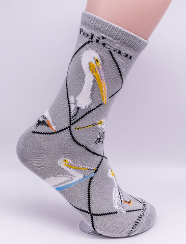 Pelican Bird Novelty Socks Gray