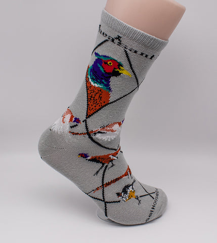 Pheasant Bird Dog Breed Novelty Socks Gray