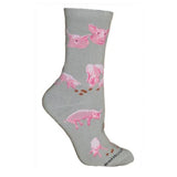 Pigs All Over Farm Animal Novelty Socks Gray