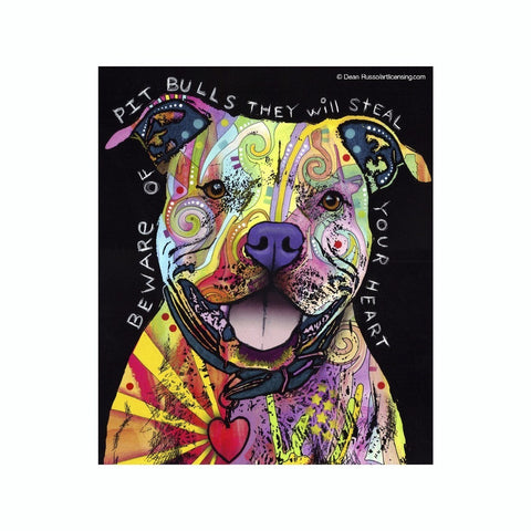 Pit Bull Beware They Will Steal Your Heart Dean Russo Vinyl Dog Car Sticker