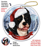 Pit Bull Black and White Howliday Dog Christmas Ornament
