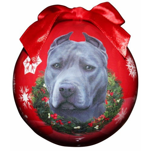Pit Bull Blue Shatterproof Dog Christmas Ornament